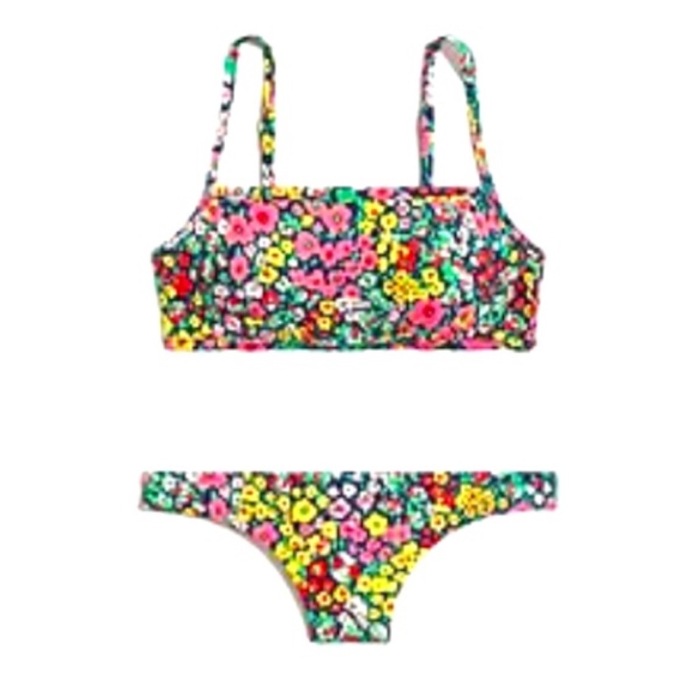 J. Crew Floral Square Neck Two Piece Bathing Suit
